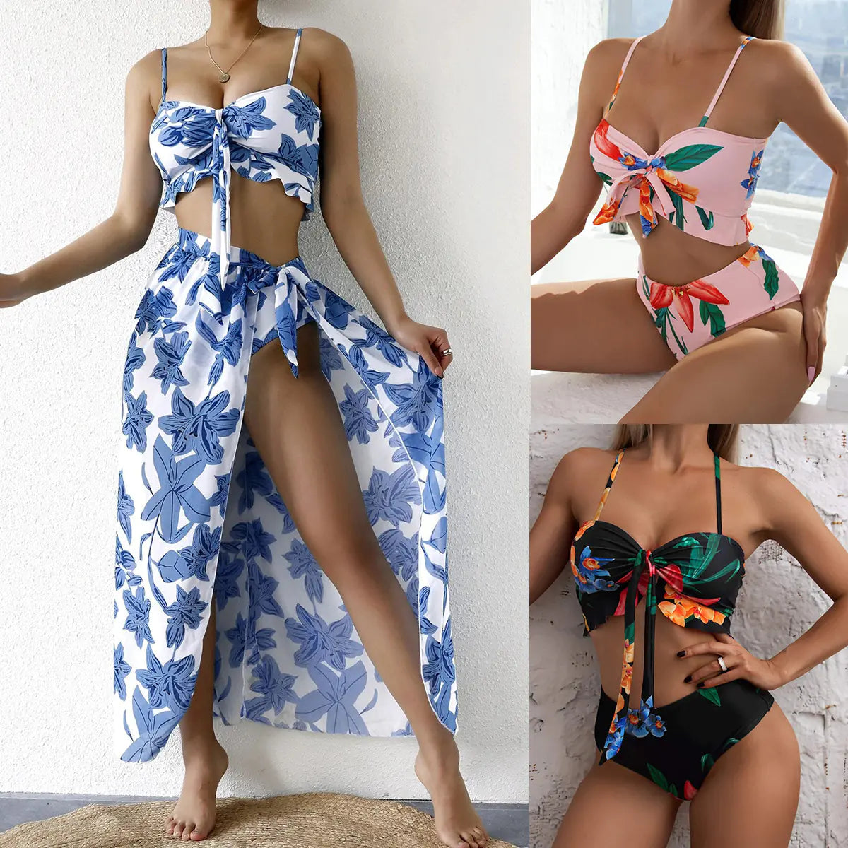 Maillot de bain bikini sexy taille haute pour femme