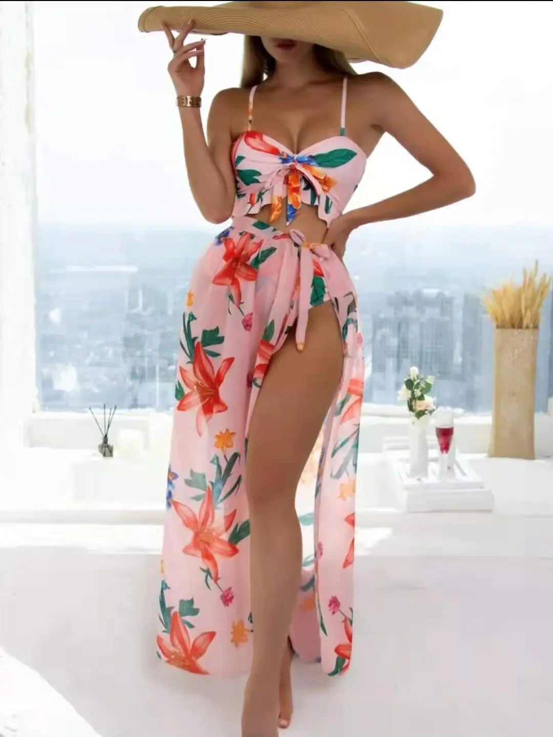 Maillot de bain bikini sexy taille haute pour femme