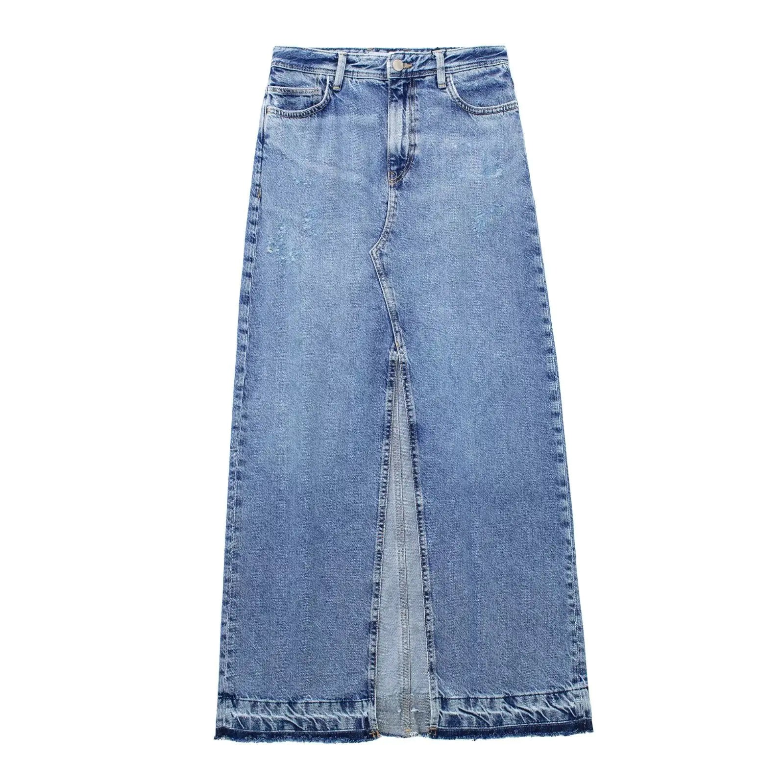 Jupe mi-longue en jean pour femme
