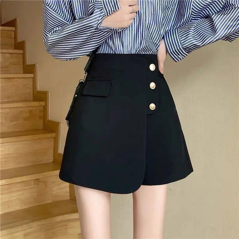 Jupe-short irrégulière taille haute grande taille (S-XL)
