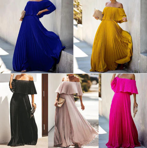 Robe en mousseline à épaules dénudées