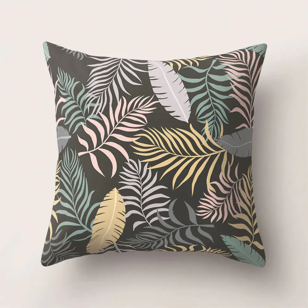 Tropical Rainforest Leaf Animal Print Cushion Cover