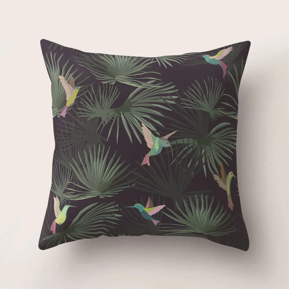 Tropical Rainforest Leaf Animal Print Cushion Cover