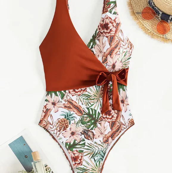 Maillot une-pièce à imprimé tropical