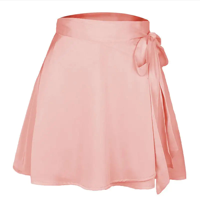 Jupe trapèze taille haute en mousseline de soie et satin