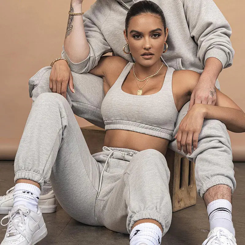 Ensemble deux pièces décontracté pour femme, haut court et pantalon
