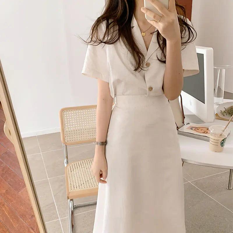 Ensemble deux pièces taille haute avec jupe pour femme