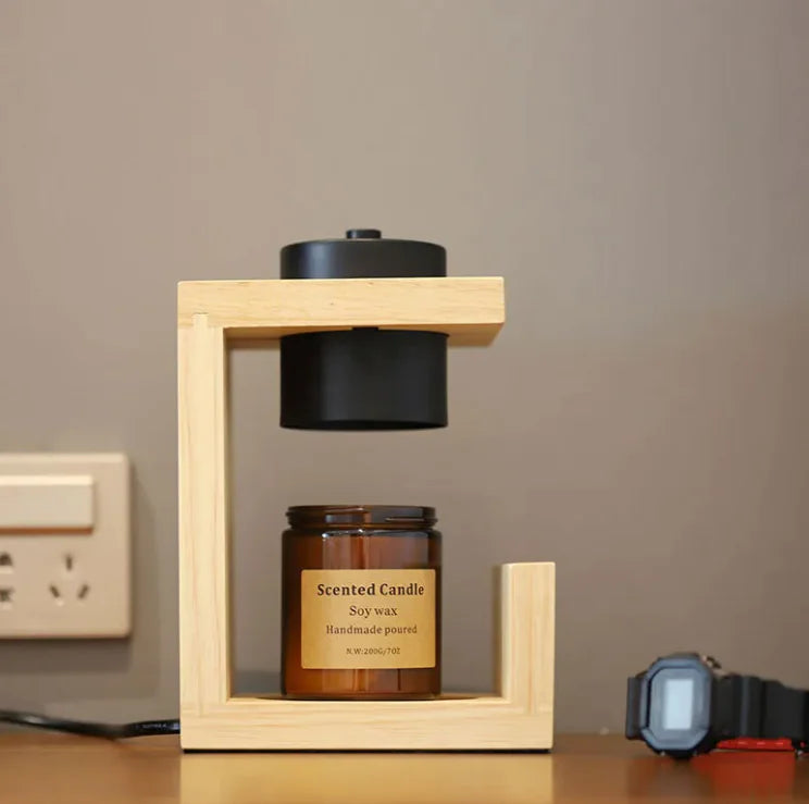 Lampe à bougie fondante en bois massif