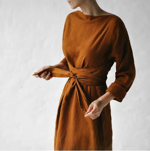 Robe longue à nouer et manches longues