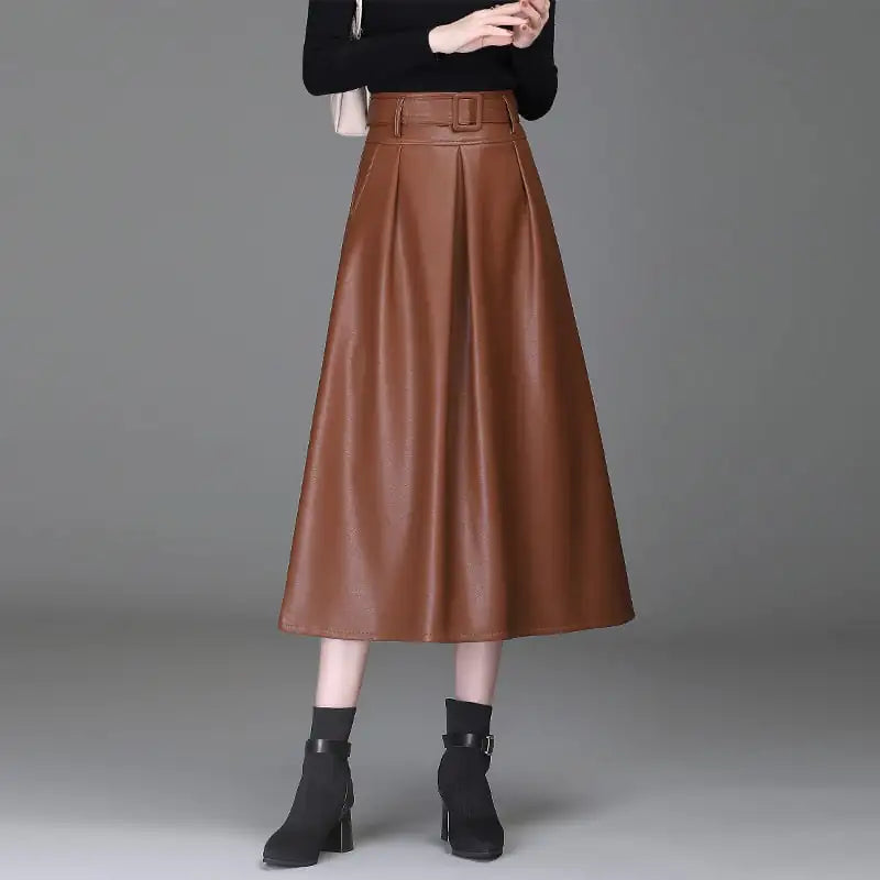 Jupe western taille haute en cuir