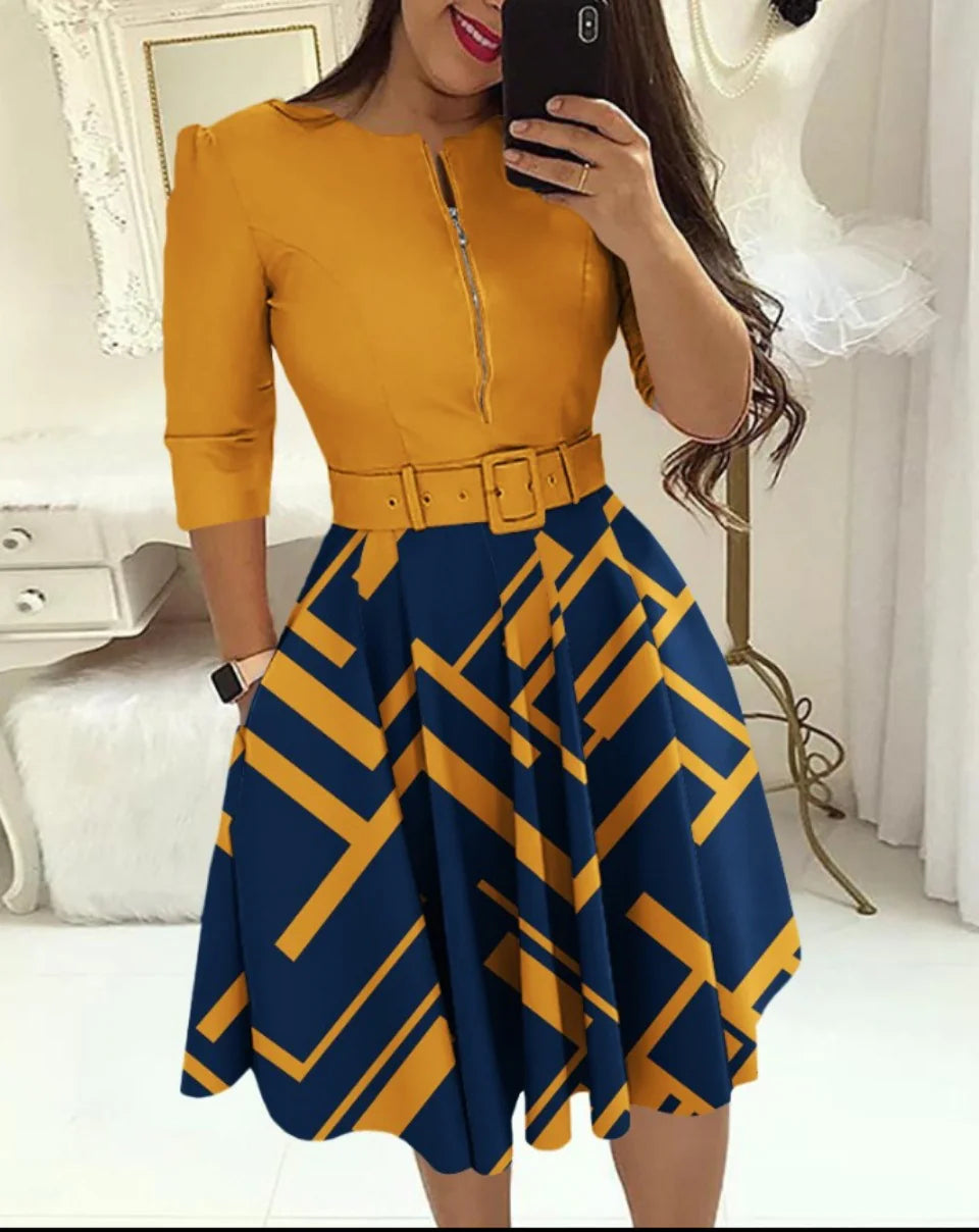 Robe midi à motifs imprimés