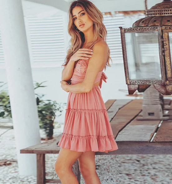 Robe en Chiffon à Col en V avec Volants