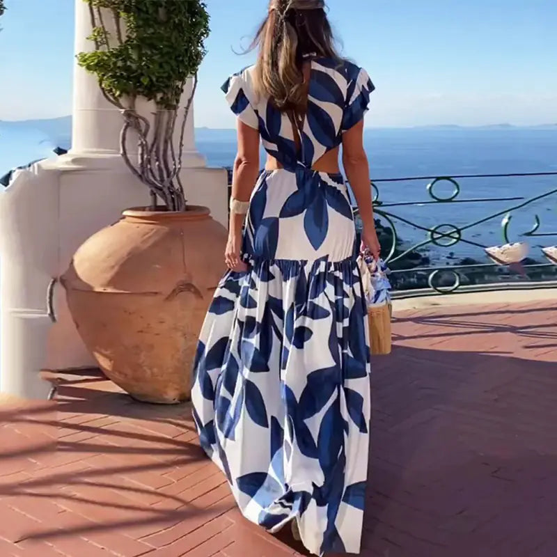 Robe à manches bouffantes et col en V