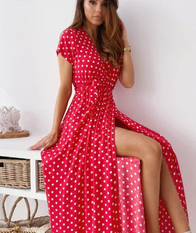 Robe à pois pour femme avec imprimé