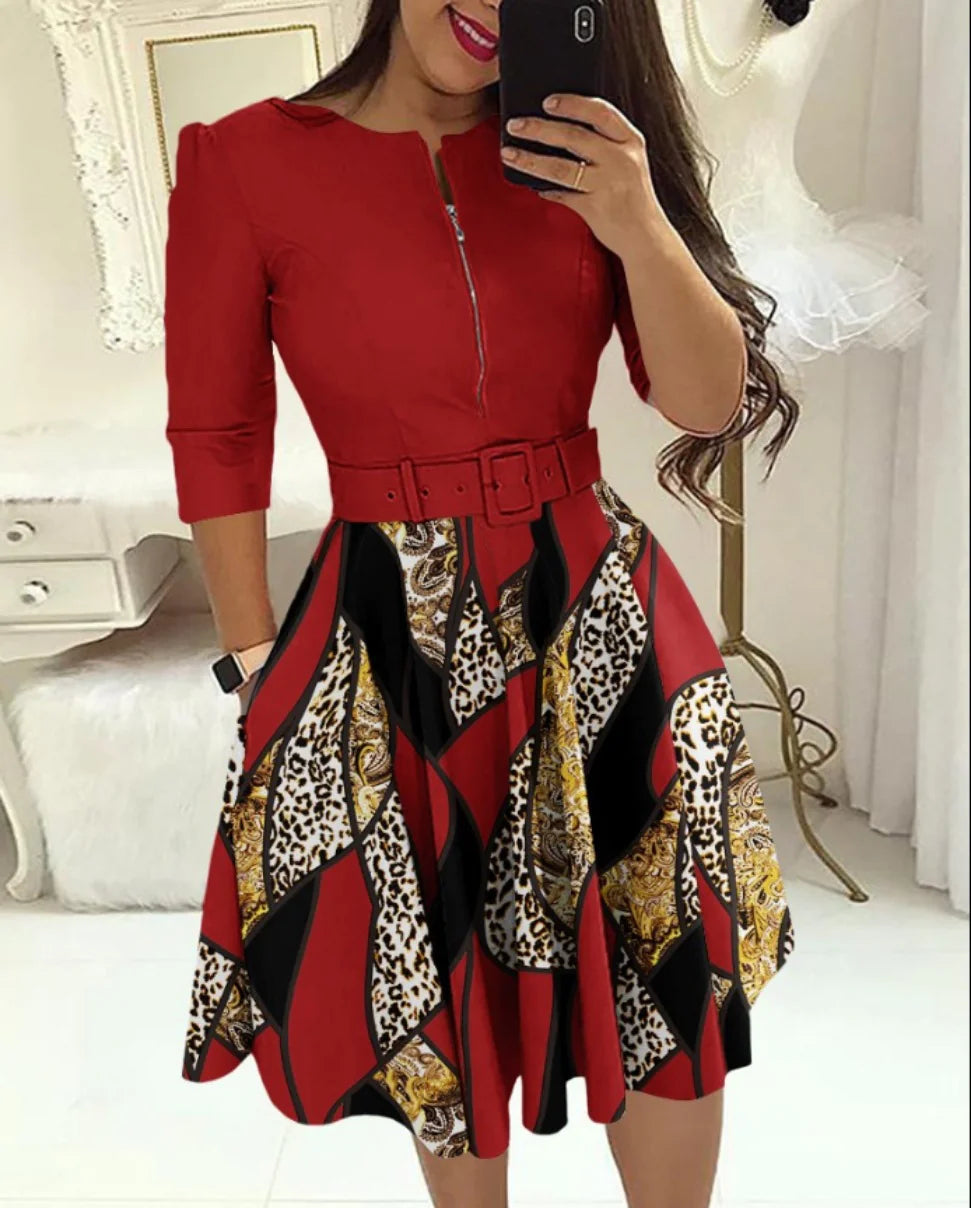 Robe midi à motifs imprimés