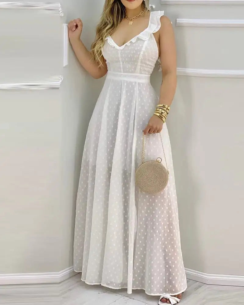 Robe dos nu à bretelles de couleur unie