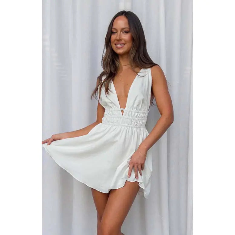 Robe dos nu à col en V pour femme
