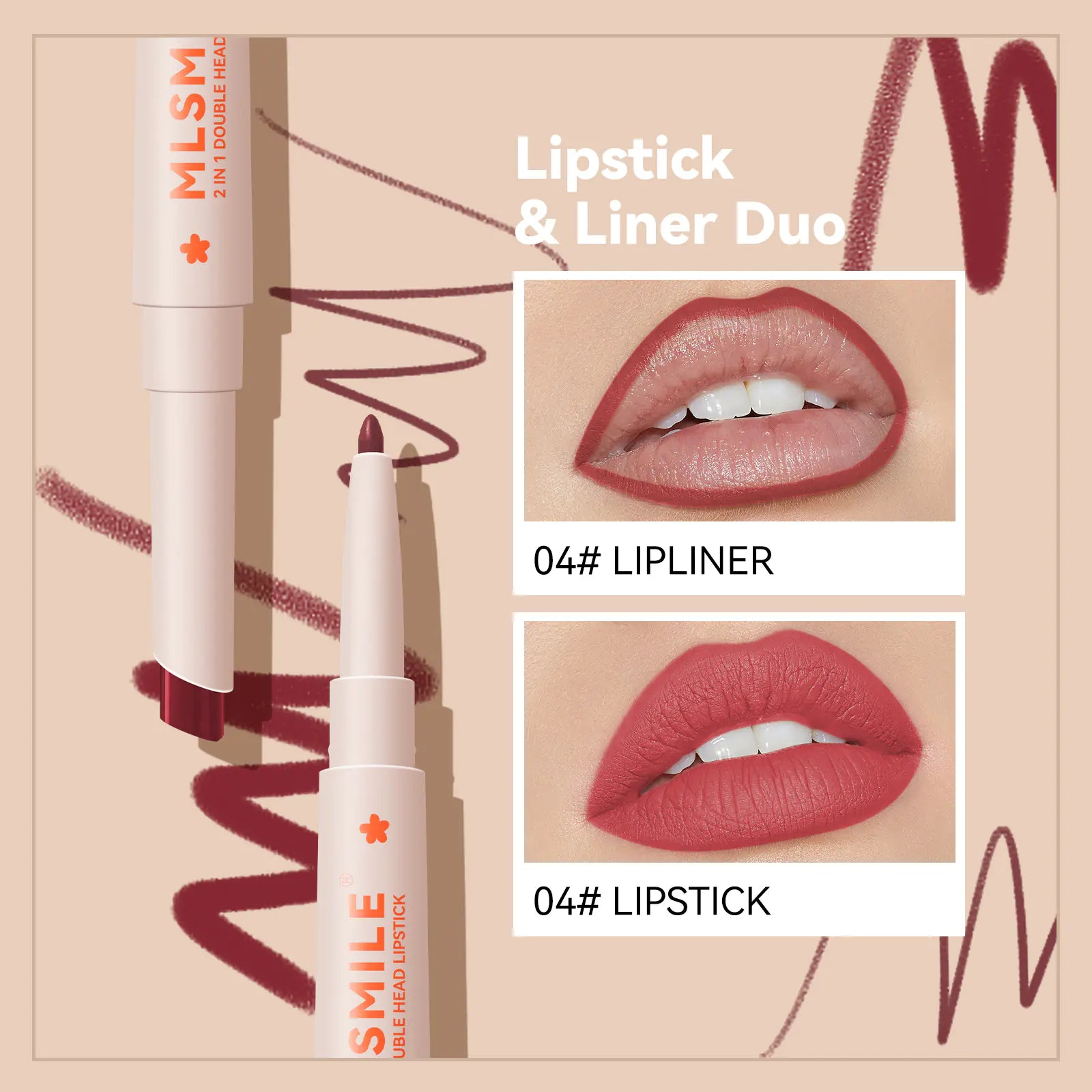Crayon à lèvres et rouge à lèvres mat waterproof à double tête