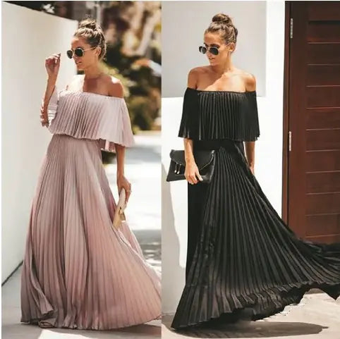 Robe en mousseline à épaules dénudées