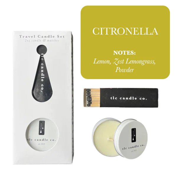 Bougie de voyage avec allumettes - Citronnelle