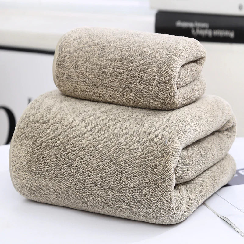 Ensemble de serviettes de bain en fibre de charbon de bambou et molleton corail