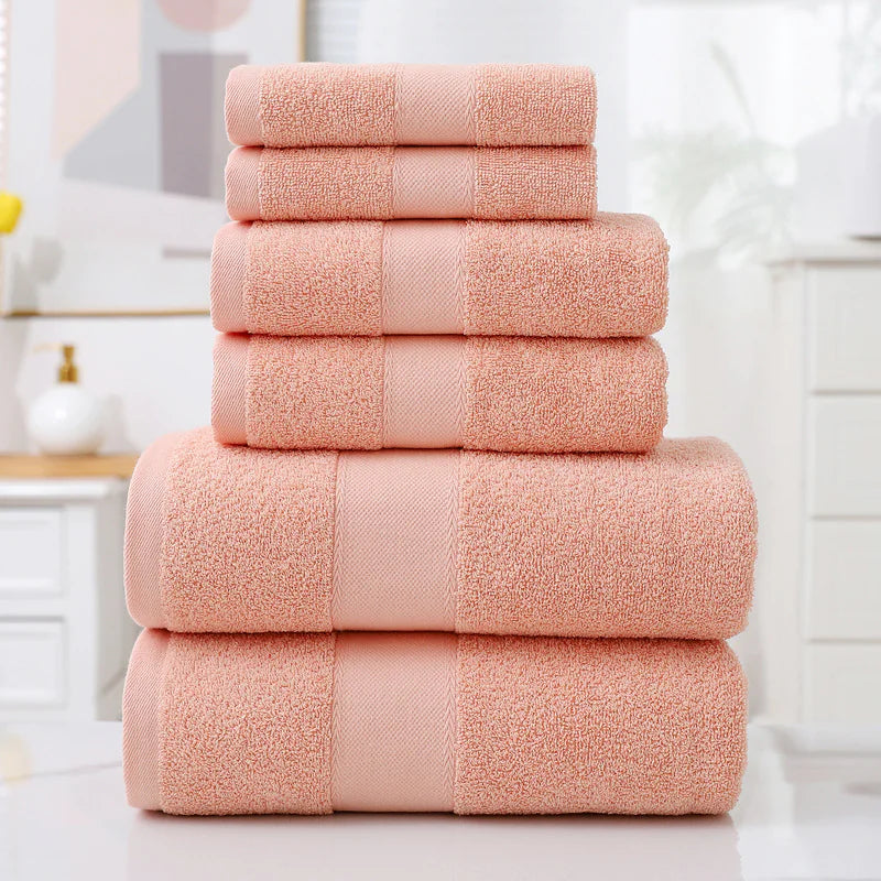 Ensemble de 6 serviettes de bain absorbantes en coton simple