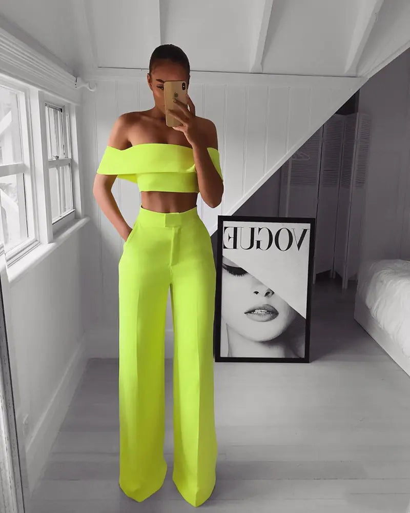 Ensemble deux pièces haut et pantalon pour femme