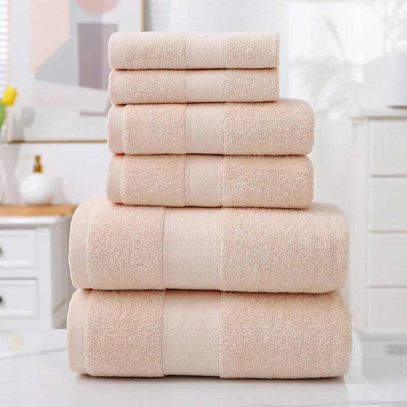 Ensemble de 6 serviettes de bain absorbantes en coton simple