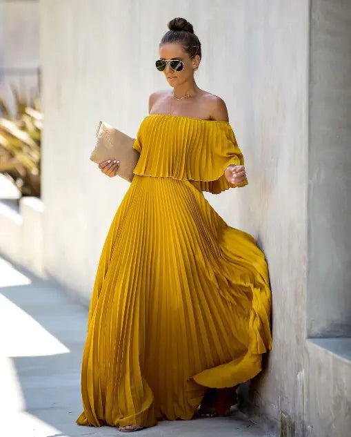 Robe en mousseline à épaules dénudées