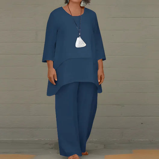 Ensemble deux pièces luxueux pour femme avec pantalon large