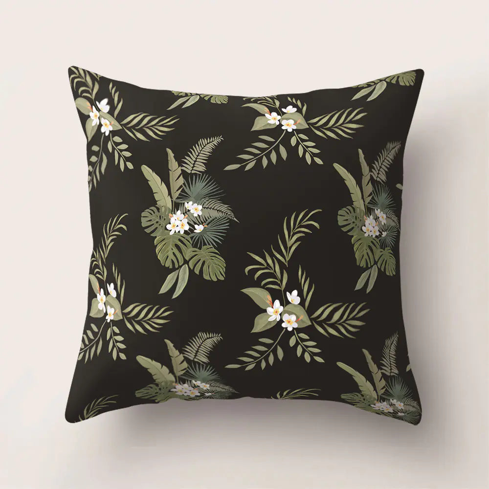 Tropical Rainforest Leaf Animal Print Cushion Cover