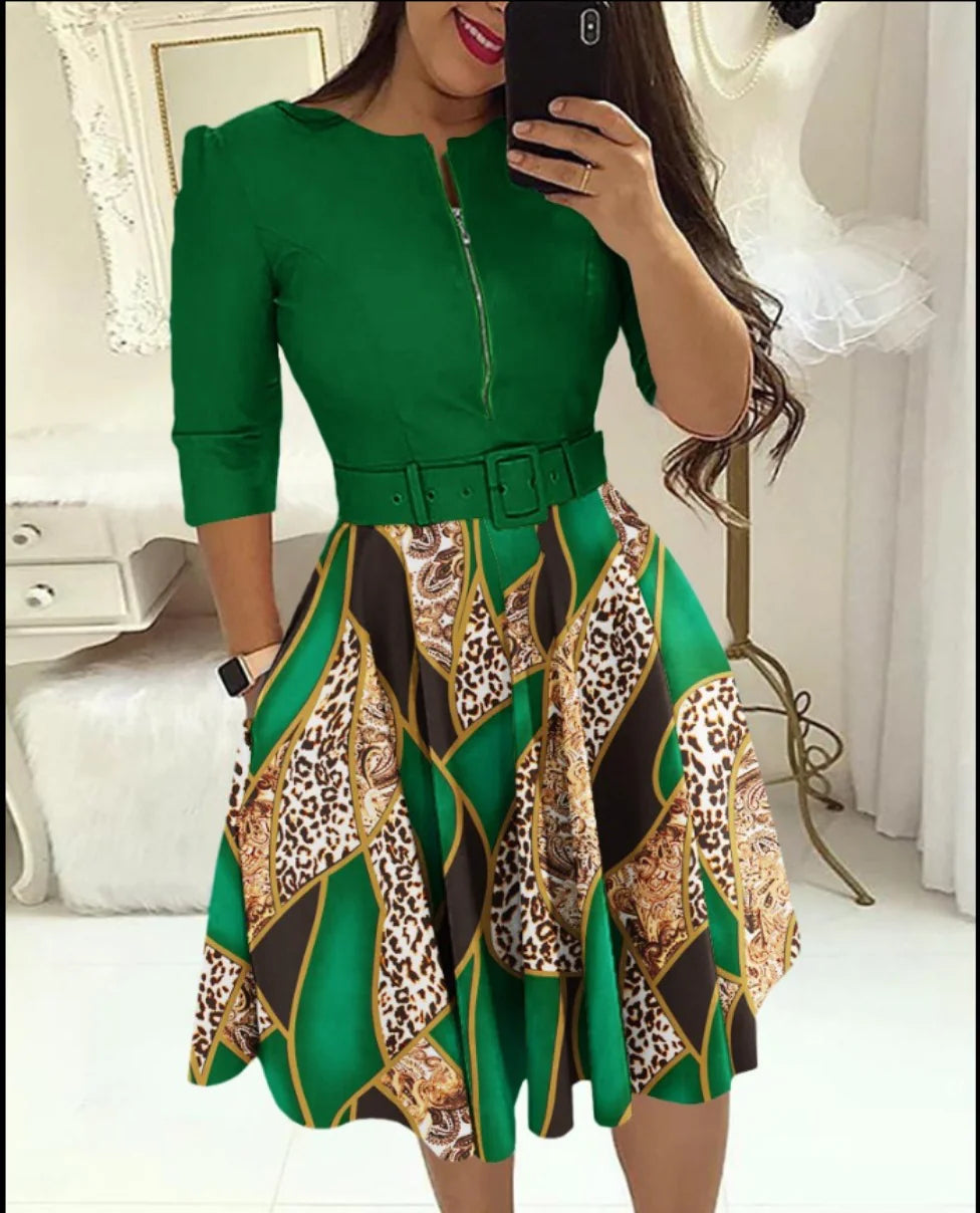 Robe midi à motifs imprimés