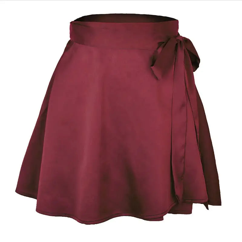 Jupe trapèze taille haute en mousseline de soie et satin