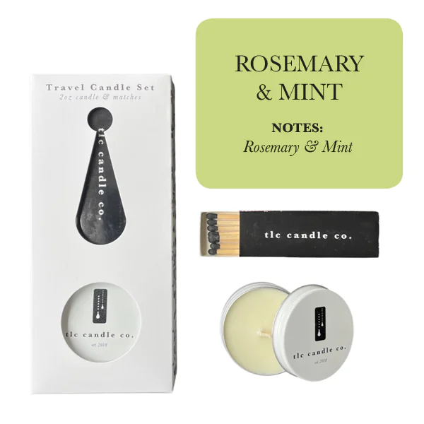 Travel Candle with Matches - Rosemary &amp; Mint