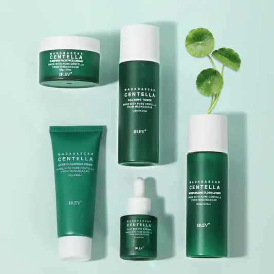 Kit de Soin de la Peau à la Centella pour Réparation Cutanée de Marque Privée, Apaise l'Acné, Extrait de Centella Asiatica, Ensemble de Soins du Visage Naturels