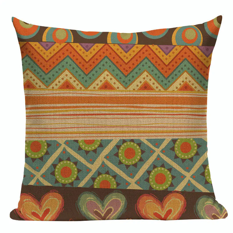 Bohemian Car Seat Cushion and Linen Pillow Cover