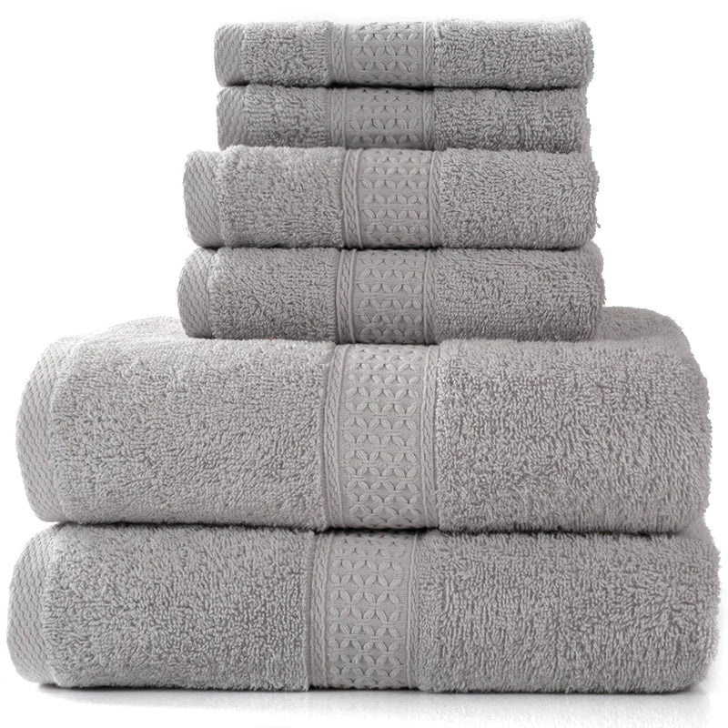 Ensemble de 6 serviettes de bain absorbantes en coton simple
