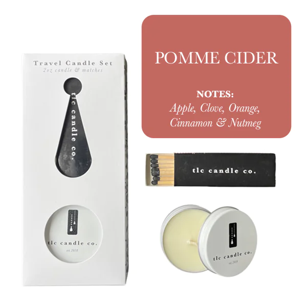 Bougie de voyage avec allumettes - Pomme Cider