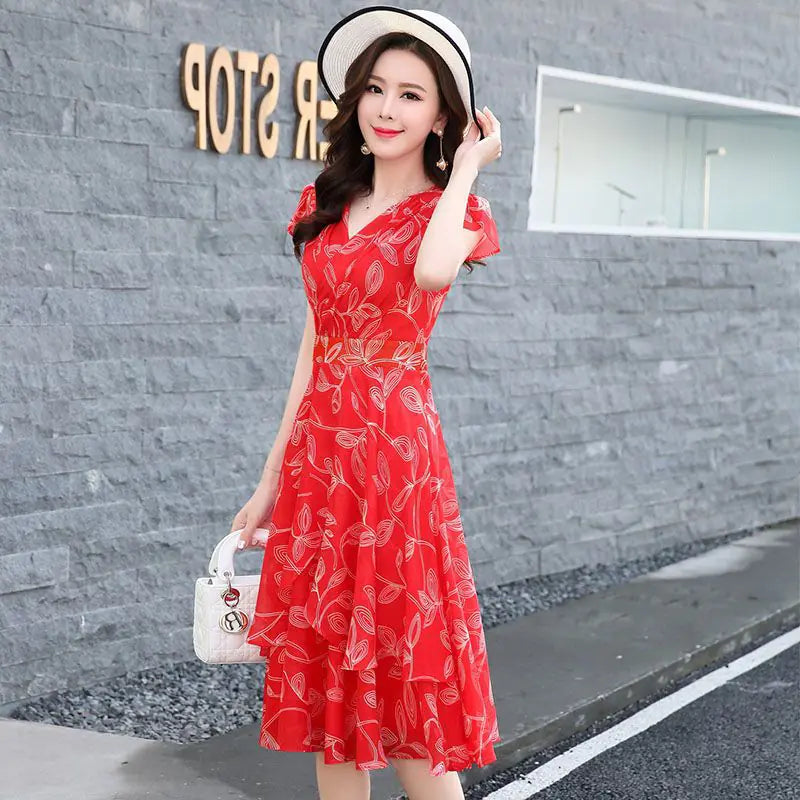 Robe fleurie en mousseline de soie