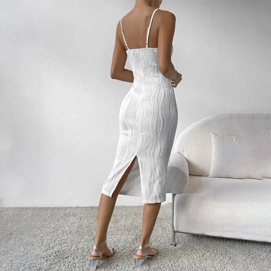 Robe nuisette dos nu de couleur unie