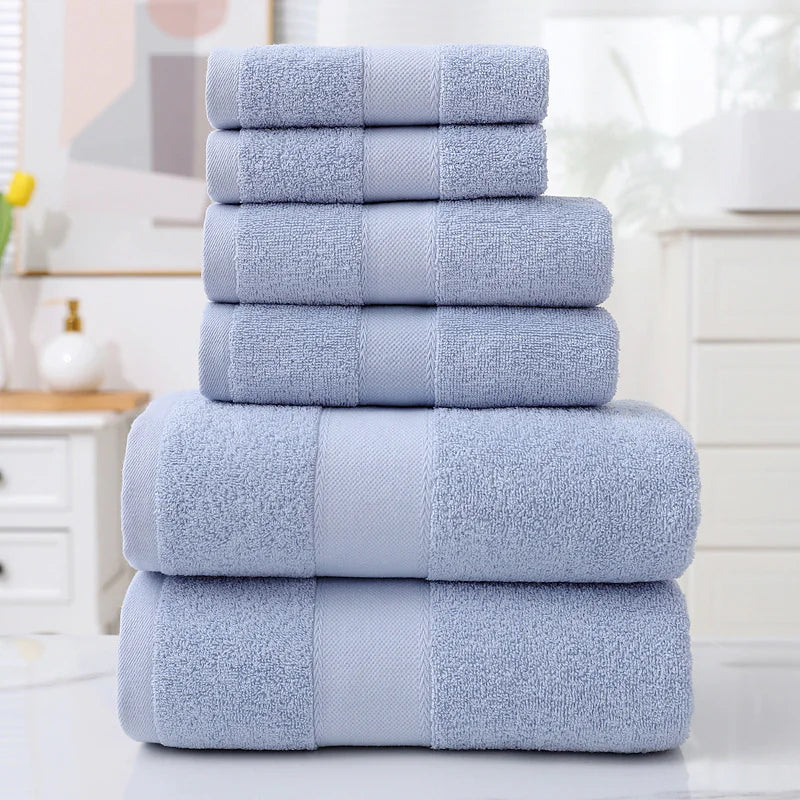 Ensemble de 6 serviettes de bain absorbantes en coton simple