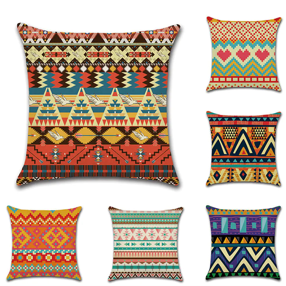Bohemian Car Seat Cushion and Linen Pillow Cover