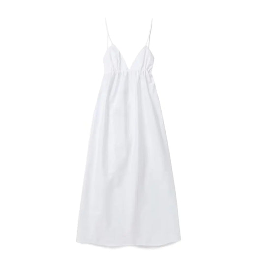 Robe d'été décontractée à col en V et dos nu pour femme