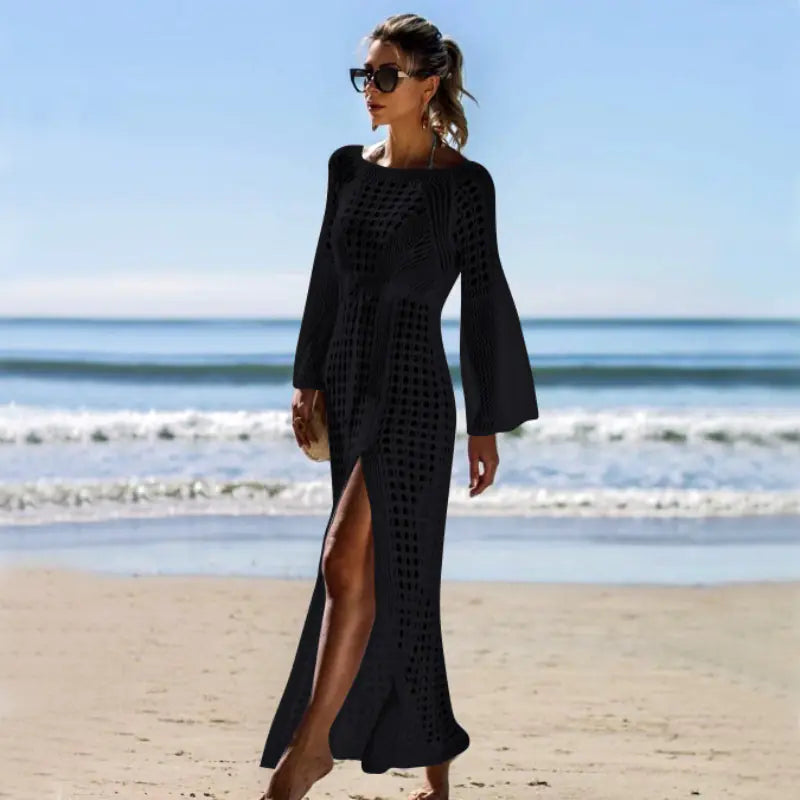 Robe - Tenue de plage avec manches évasées en tricot