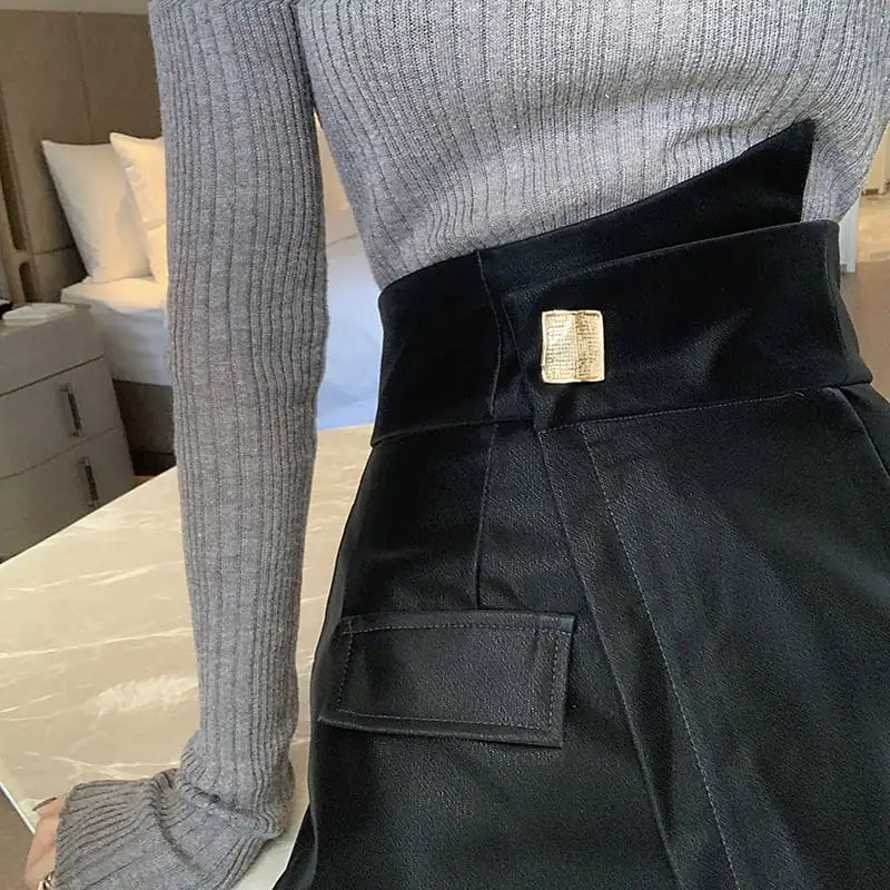Jupe-short irrégulière taille haute grande taille (S-XL)