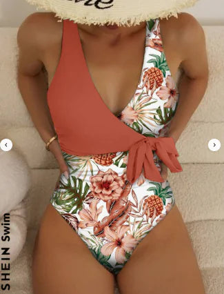 Maillot une-pièce à imprimé tropical