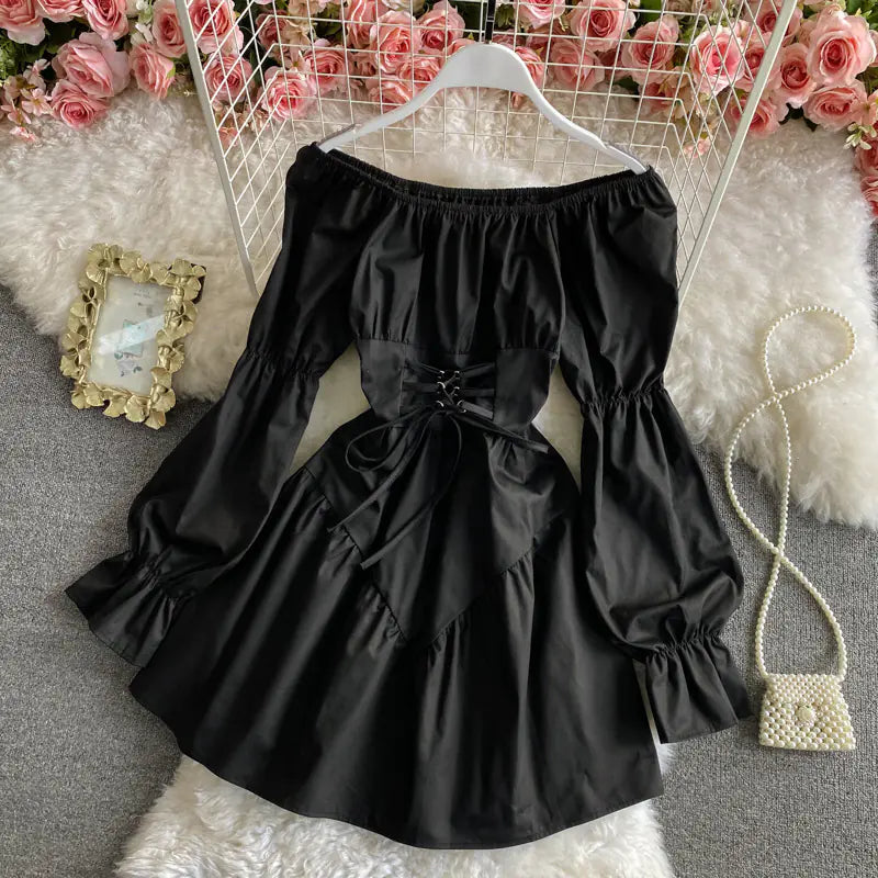 Robe trapèze fine à manches longues
