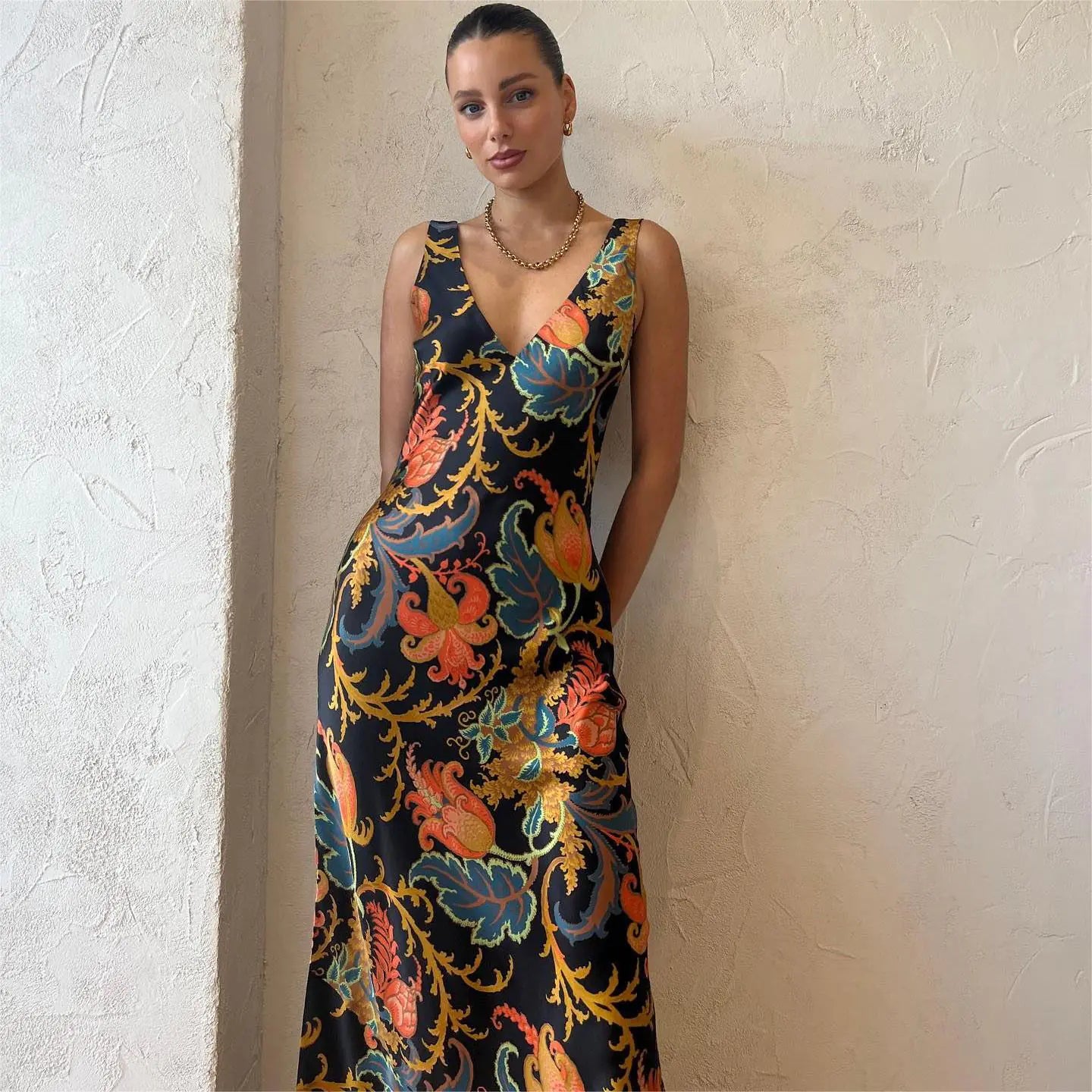 Robe longue à imprimé tendance