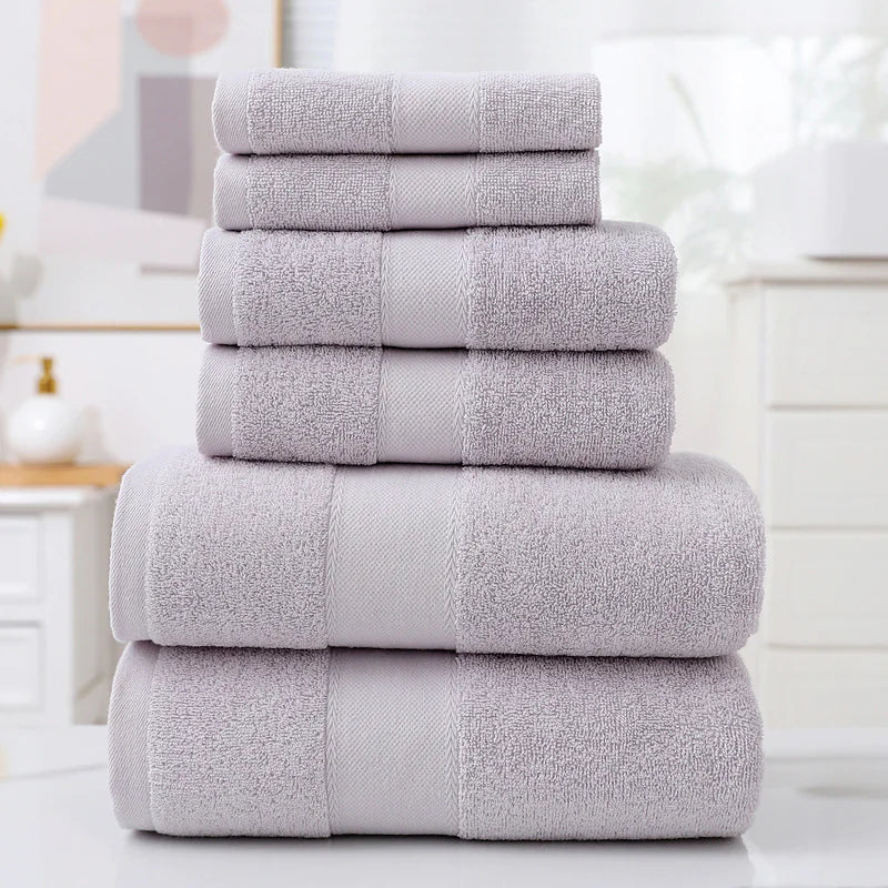 Ensemble de 6 serviettes de bain absorbantes en coton simple