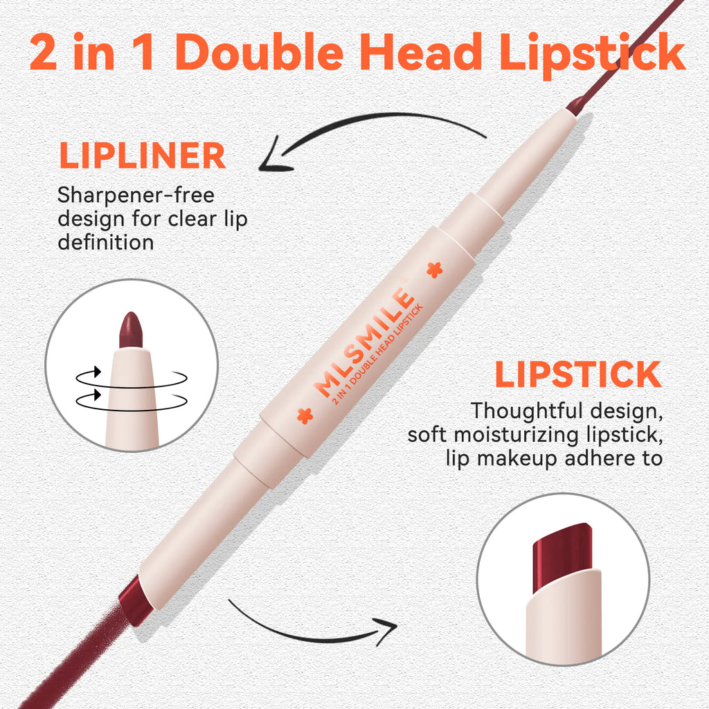 Crayon à lèvres et rouge à lèvres mat waterproof à double tête